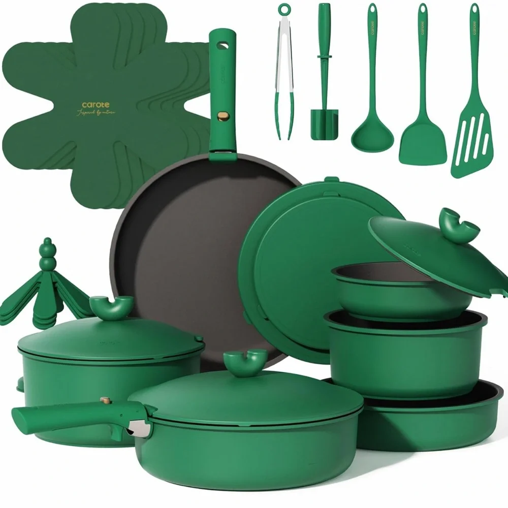Carote Cookware Forest Green Click On Handles 27 PC Set New In Box - Picture 1 of 17